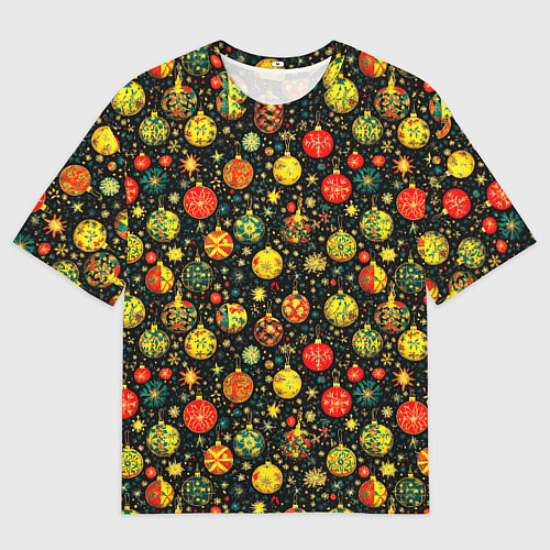 Мужская футболка оверсайз Новогодние елочные шары / 3D-принт – фото 1