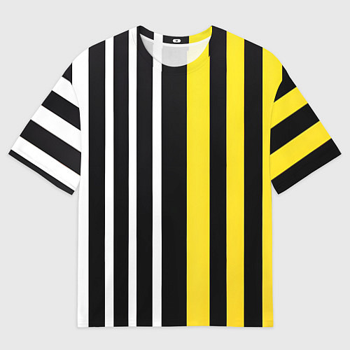 Мужская футболка оверсайз Вертикальные полосы триколор жёлтый / 3D-принт – фото 1