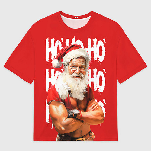 Мужская футболка оверсайз Санта Клаус старый хипстер / 3D-принт – фото 1