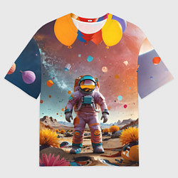Мужская футболка оверсайз Праздничный космонавт