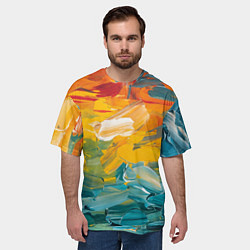 Футболка оверсайз мужская Хаотичный цветные мазки краски, цвет: 3D-принт — фото 2