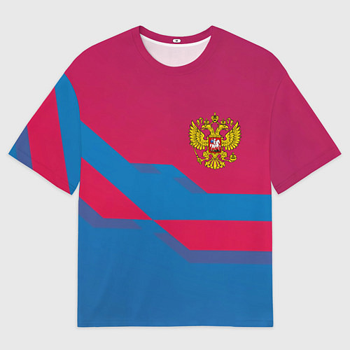 Мужская футболка оверсайз Россия спортивная геометрия текстура / 3D-принт – фото 1