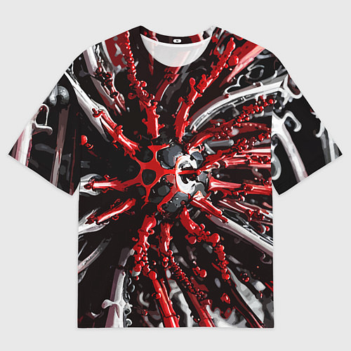 Мужская футболка оверсайз Красно-белая инфекция / 3D-принт – фото 1