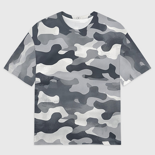 Мужская футболка оверсайз Камуфляж армейский серый / 3D-принт – фото 1