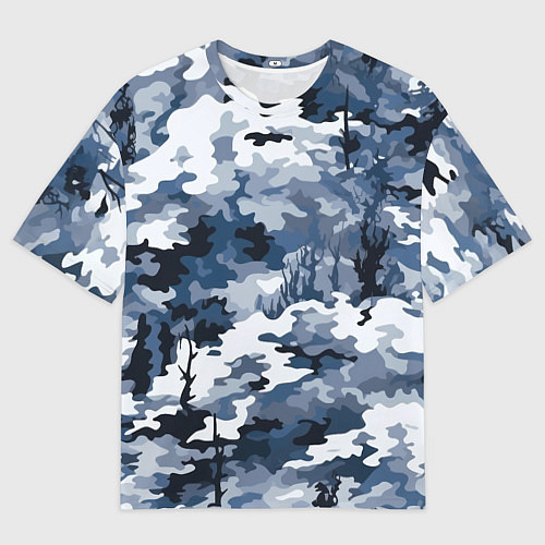 Мужская футболка оверсайз Камуфляж серо синий / 3D-принт – фото 1