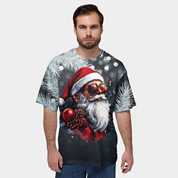 Футболка оверсайз мужская Санта и сосновая ветка, цвет: 3D-принт — фото 2