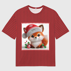 Мужская футболка оверсайз Милый новогодний лесенок ИИ