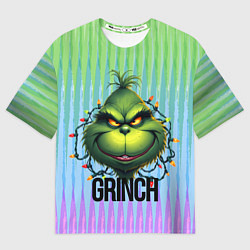 Мужская футболка оверсайз Гринч с гирляндой