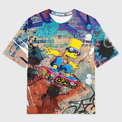 Футболка оверсайз мужская Bart Simpson on a skateboard - graffiti, цвет: 3D-принт