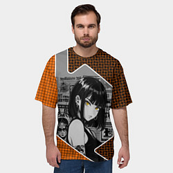 Футболка оверсайз мужская Девушка с желтыми глазами, цвет: 3D-принт — фото 2