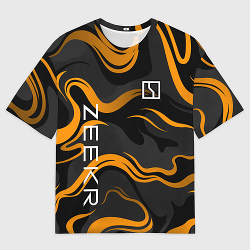 Мужская футболка оверсайз Zeekr - оранжевые волны / 3D-принт – фото 1