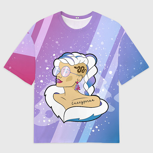 Мужская футболка оверсайз Снегурочка с тату / 3D-принт – фото 1