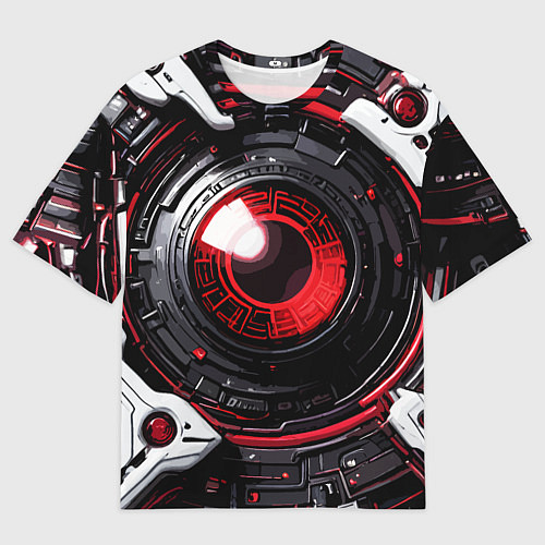 Мужская футболка оверсайз Красная сфера киберпанк / 3D-принт – фото 1