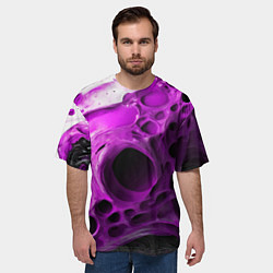 Футболка оверсайз мужская Фиолетово-белая абстрактная структура, цвет: 3D-принт — фото 2