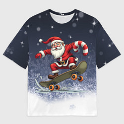 Мужская футболка оверсайз Санта катается на скейте