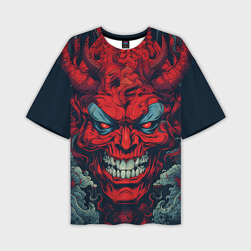 Мужская футболка оверсайз Red demon Oni / 3D-принт – фото 1