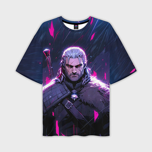 Мужская футболка оверсайз Geralt - neon rain / 3D-принт – фото 1
