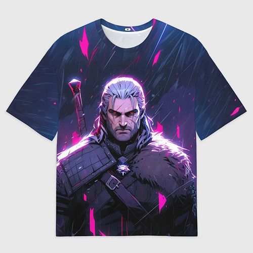 Мужская футболка оверсайз Geralt - neon rain / 3D-принт – фото 1
