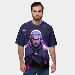 Футболка оверсайз мужская Geralt - neon rain, цвет: 3D-принт — фото 2