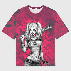 Мужская футболка оверсайз Харли Квинн с битой