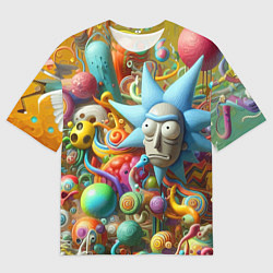 Мужская футболка оверсайз Рик Санчес - абстракция