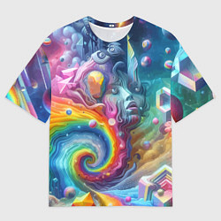 Мужская футболка оверсайз Абстрактное граффити с лицом девушки