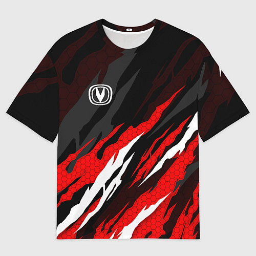 Мужская футболка оверсайз Changan - красные языки / 3D-принт – фото 1