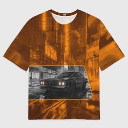 Футболка оверсайз мужская Авто с оранжевыми фарами, цвет: 3D-принт