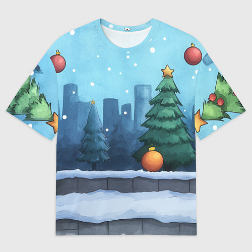 Мужская футболка оверсайз Елки и елочные игрушки / 3D-принт – фото 1