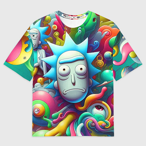 Мужская футболка оверсайз Рик Санчес - граффити / 3D-принт – фото 1