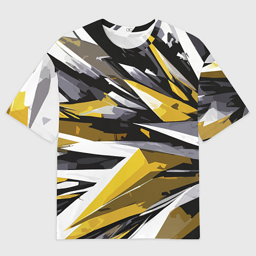 Мужская футболка оверсайз Чёрно-жёлто-белая абстракция / 3D-принт – фото 1