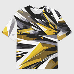 Футболка оверсайз мужская Чёрно-жёлто-белая абстракция, цвет: 3D-принт