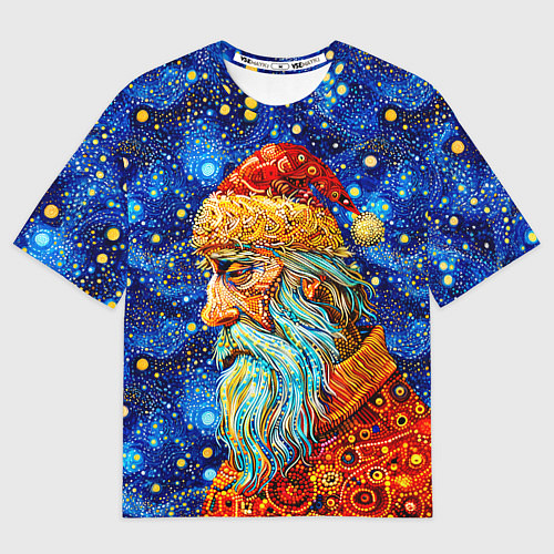 Мужская футболка оверсайз Santa Claus: pop-art-brut-nouveau pointillism / 3D-принт – фото 1