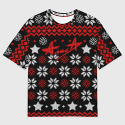 Футболка оверсайз мужская Алиса новогодний свитер, цвет: 3D-принт