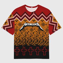 Мужская футболка оверсайз Metallica christmas ugly sweater