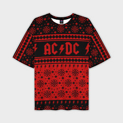 Футболка оверсайз мужская ACDC christmas sweater, цвет: 3D-принт