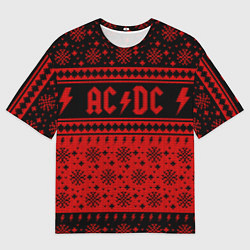 Футболка оверсайз мужская ACDC christmas sweater, цвет: 3D-принт