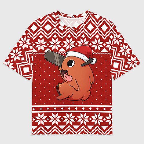 Мужская футболка оверсайз Почита новогодний свитер / 3D-принт – фото 1