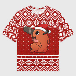 Мужская футболка оверсайз Почита новогодний свитер