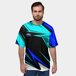 Футболка оверсайз мужская Субару - синий спорт, цвет: 3D-принт — фото 2