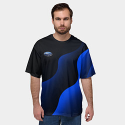 Футболка оверсайз мужская Субару - синие волны, цвет: 3D-принт — фото 2