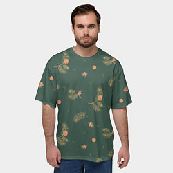 Футболка оверсайз мужская Сосновые ветки и шишки, цвет: 3D-принт — фото 2