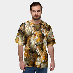 Футболка оверсайз мужская Зайцы, цвет: 3D-принт — фото 2