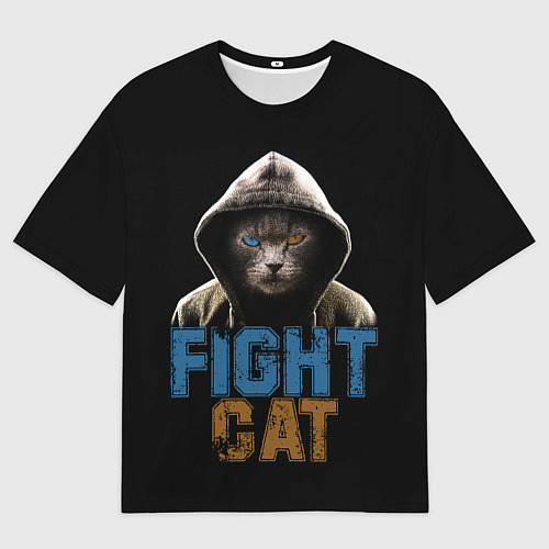 Мужская футболка оверсайз Бойцовский кот / 3D-принт – фото 1