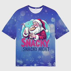 Мужская футболка оверсайз Санта ест печенье с молоком