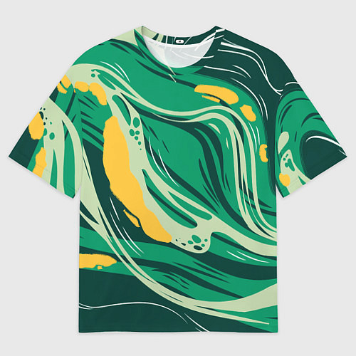 Мужская футболка оверсайз Абстрактные полосы в зелёных тонах / 3D-принт – фото 1