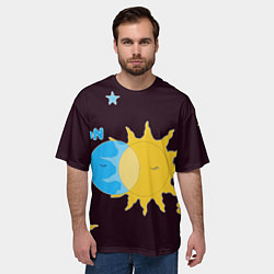 Футболка оверсайз мужская Солнце и луна космос, цвет: 3D-принт — фото 2