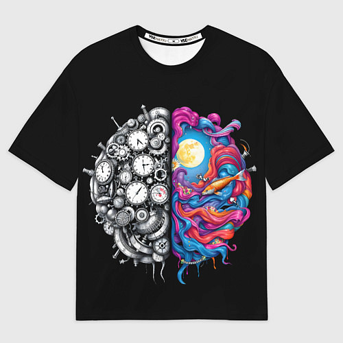 Мужская футболка оверсайз Правое и левое полушарие / 3D-принт – фото 1