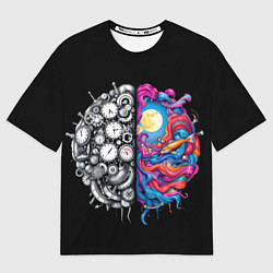 Футболка оверсайз мужская Правое и левое полушарие, цвет: 3D-принт