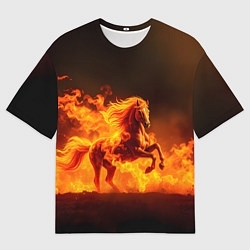 Мужская футболка оверсайз Огненная лошадь